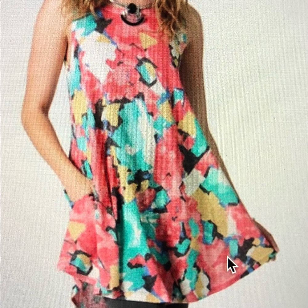 Coral Abstract Print Swing Tunic, Sz XL, NWOT